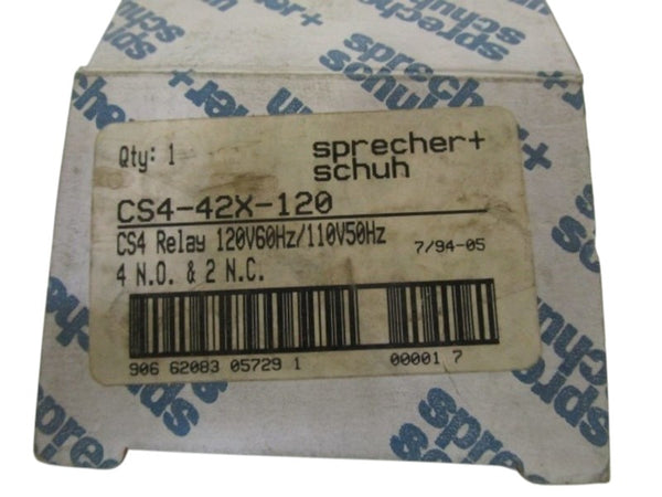 SPRECHER+SCHUH 110/120V CONTROL RELAY CS4-42X-120 NSMP