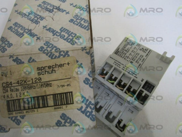 SPRECHER+SCHUH 110/120V CONTROL RELAY CS4-42X-120 NSMP
