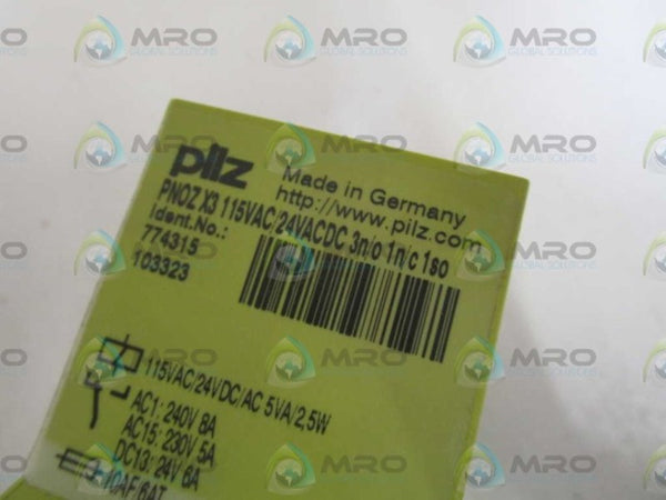 PILZ PNOZX3115VAC/24VACDC3n/o1n/c1so SAFETY RELAY NSNP