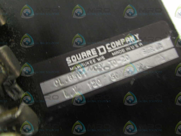 SQUARE D CL.8501 TY T0-20 RELAY UNMP