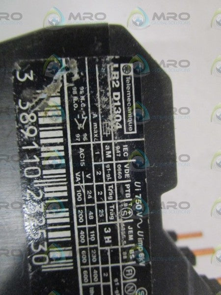 TELEMECANIQUE LR2-D1304 OVERLOAD RELAY 0,40-0,63 UNMP