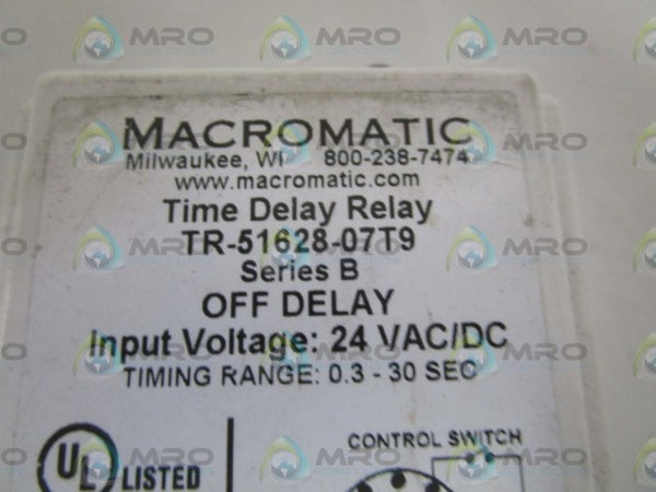 MACROMATIC TR-51628-07T9 TIME DELAY RELAY 0.3-30SEC 24VAC/DC UNMP