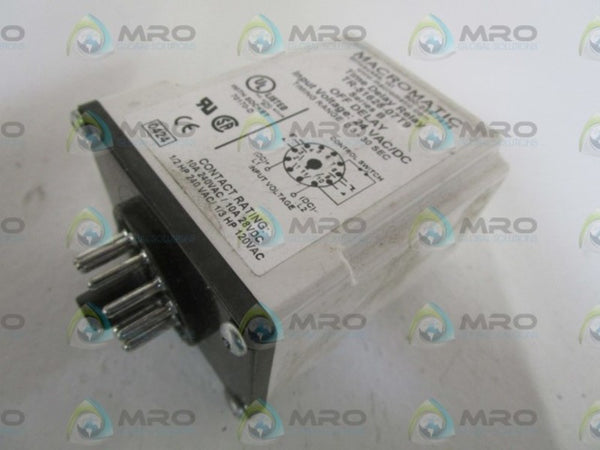 MACROMATIC TR-51628-07T9 TIME DELAY RELAY 0.3-30SEC 24VAC/DC UNMP