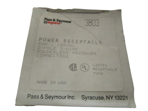 PASS & SEYMOUR LEGRAND 3803 POWER RECEPTACLE NSMP