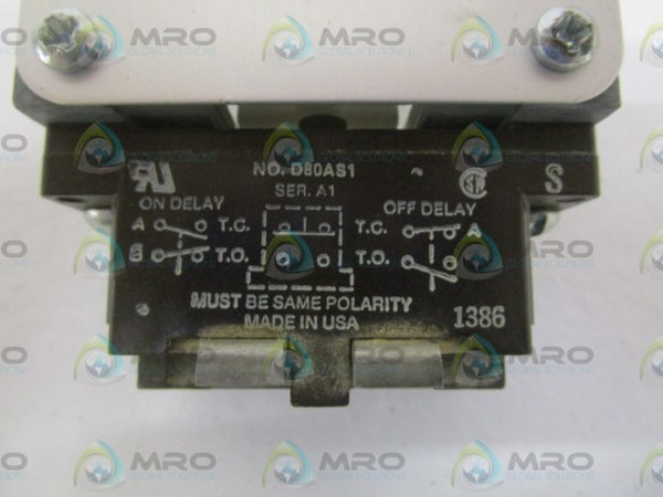 SQUARE D D80AS1 CONTACT BLOCK RELAY (AS PICTURED) UNMP