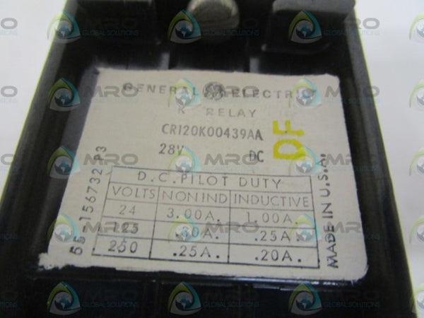 GENERAL ELECTRIC CR120K00439AA K RELAY 28V UNMP
