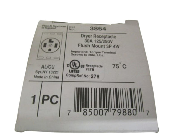 PASS & SEYMOUR 3864 DRYER RECEPTACLE NSMP