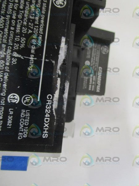 GENERAL ELECTRIC CR324DXHP SOLID STATE OVERLOAD RELAY 13-27A (AS PICTURED) NSMP
