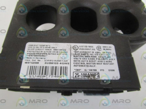 SIEMENS 3UB8133-4GW2 OVERLOAD RELAY 25-100AMPS (AS PICTURED CRACKED) UNMP