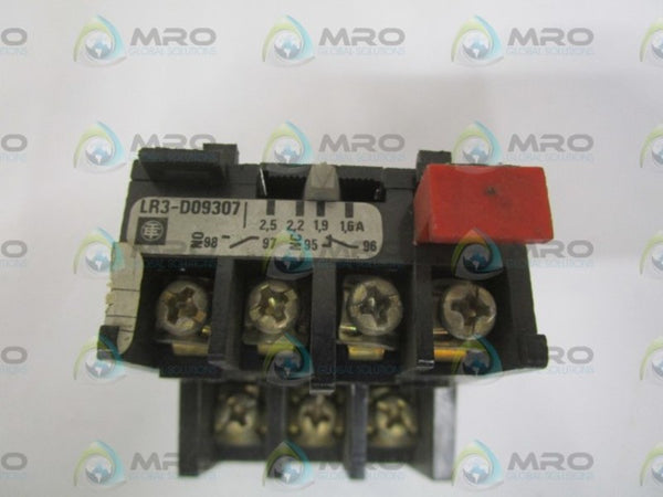 TELEMECANIQUE LR3-D09307 OVERLOAD RELAY 2,5-1,6A (AS PICTURED) UNMP