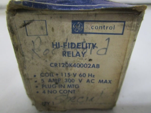 GENERAL ELECTRIC CR120K40002AB HI-FIDELITY RELAY 115V (AS PICTURED) NSMP