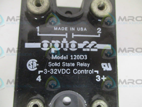 OPTO 22 120D3 SOLID STATE RELAY (MISSNG SCREWS) NSNP