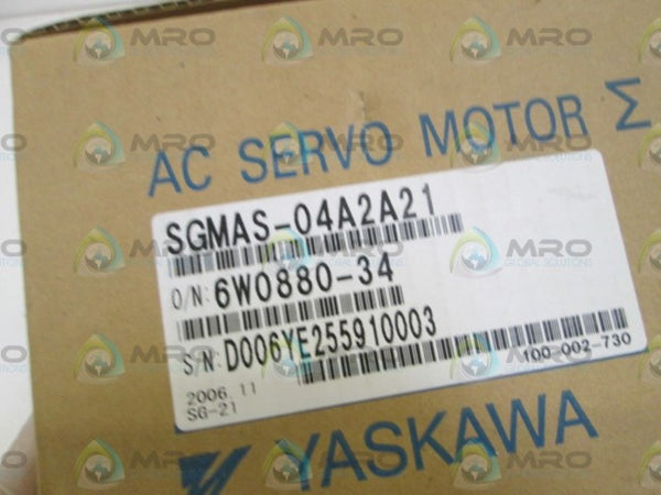 YASKAWA AC SERVO MOTOR SGMAS-04A2A21 NSMP