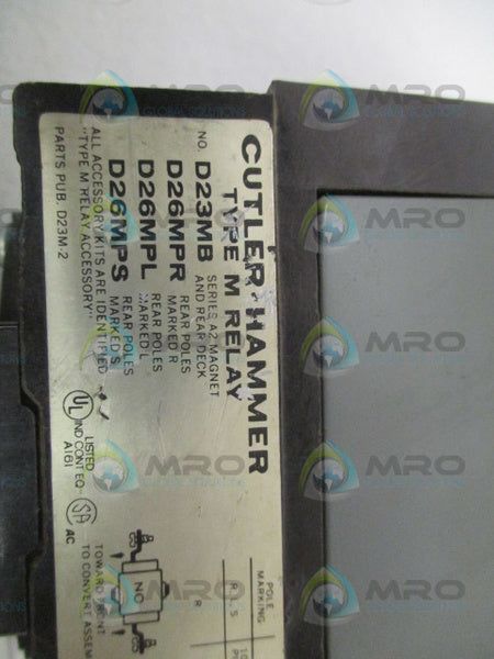 CUTLER HAMMER D26MPR RELAY 110/120V (AS PICTURED) UNMP