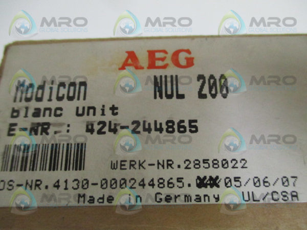 AEG MODICON NUL200 4130-042.244865 BLANK CARD (MISSING TERMINAL) NSMP