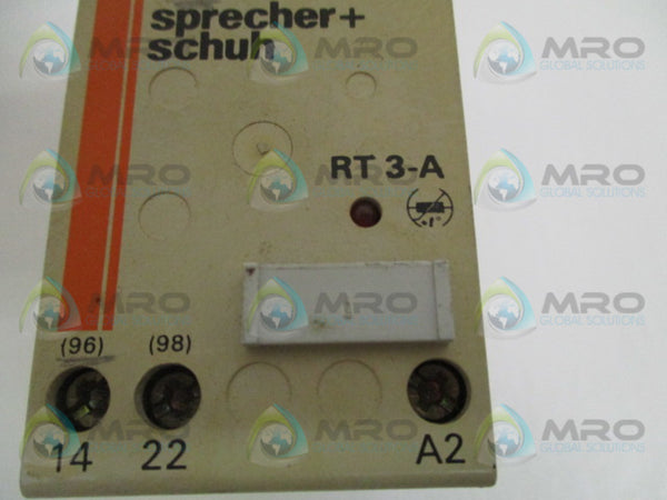 SPRECHER+SCHUH RT3-A THERMISTER PROTECTOR RELAY (AS PICTURED) UNMP