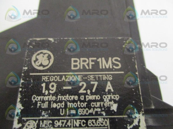 GENERAL ELECTRIC BRF1MS OVERLOAD RELAY 1.9-2.7A UNMP
