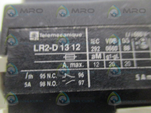 TELEMECANIQUE LR2-D1312 THERMAL OVERLOAD RELAY 5.5-8A UNMP