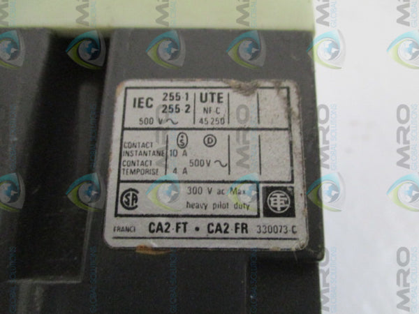 TELEMECANIQUE CA2-FT/FR TIME DELAY RELAY 10 SEC. 240V UNMP