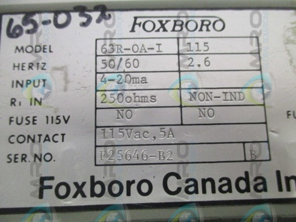 FOXBORO 63R-OA-I SAFETY RELAY UNMP