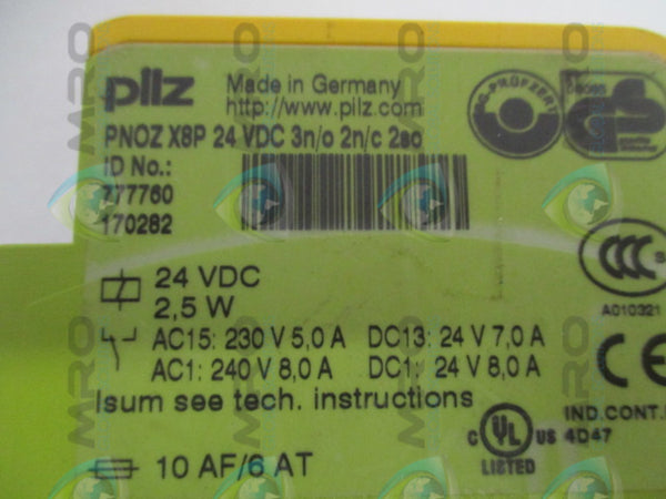 PILZ PNOZX8P24VDC3N/O2N/C2SO SAFETY RELAY UNMP