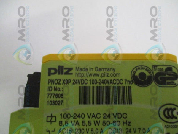 PILZ PNOZX9P24VDC100-240VACDC7no2so SAFETY RELAY UNMP