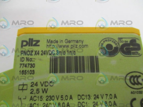 PILZ PNOZX424VDC3n/o1n/c SAFETY RELAY UNMP