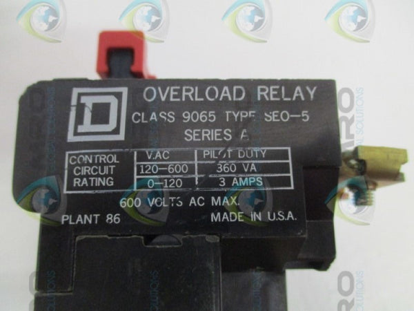 SQUARE D 9065-SE0-5 OVERLOAD RELAY (MISSING ACCESSORIES) NSNP