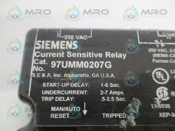 SIEMENS 97UMM0207G CURRENT SENSITIVE RELAY UNMP