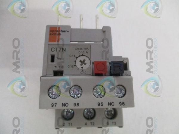 SPRECHER+SCHUH CT7N-23-A16 THERMAL OVERLOAD RELAY 0.1-0.16A  NSMP