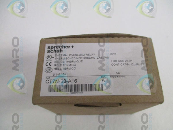 SPRECHER+SCHUH CT7N-23-A16 THERMAL OVERLOAD RELAY 0.1-0.16A  NSMP
