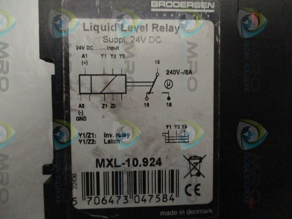 BRODERSEN MXL-10.924 LIQUID LEVEL RELAY 24VDC NSNP