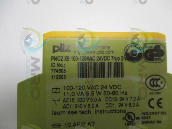 PILZ PNOZ-X9-100-120VAC-24VDC-7N/O-2N/C-2SO SAFETY RELAY  NSMP