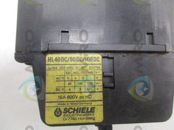 SCHIELE HL40DC/80DC/100DC CONTACTOR RELAY 24VDC  NSNP