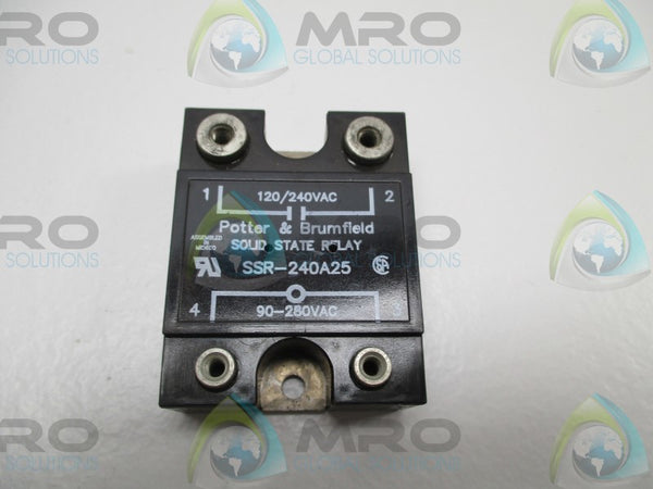 POTTER & BRUMFIELD SSR-240A25 SOLID STATE RELAY 120/240VAC  UNMP