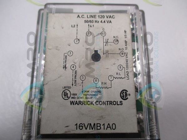 WARRICK CONTROLS 16VMB1A0 LEVEL CONTROLLER RELAY 120VAC  UNMP