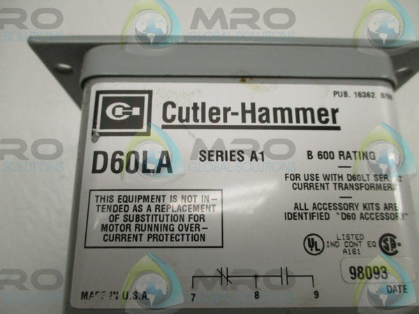 CUTLER-HAMMER D60LA CURRENT RELAY  NSNP