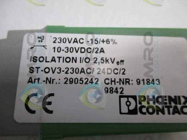 PHOENIX CONTACT ST-OV3-230AC/24DC/2 SOLID STATE RELAY  NSNP