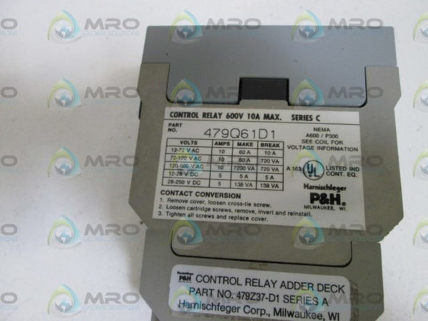 HARNISCHFEGER P&H CONTROL RELAY 479Q61D1 NSNP