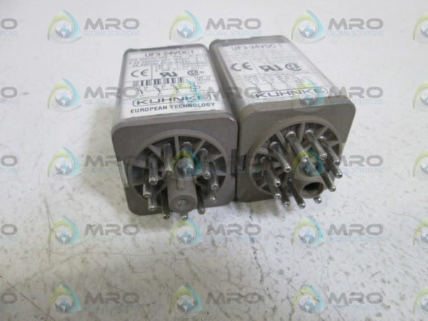 LOT OF 2 KUHNKE RELAY 10AMP 250VAC UF3-24VDC1 UNMP