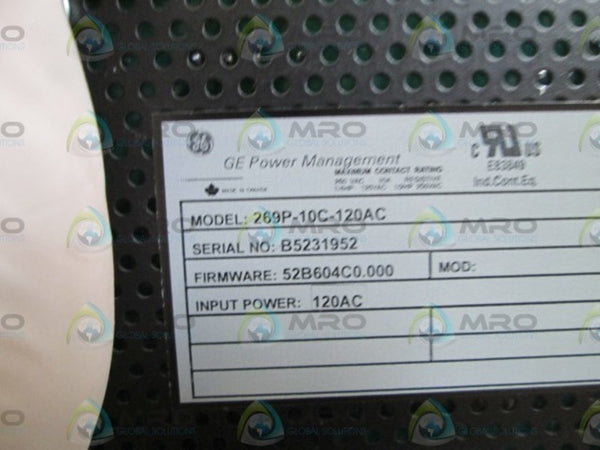 GENERAL ELECTRIC MOTOR PROTECTION RELAY 269P-10C-120AC NSNP