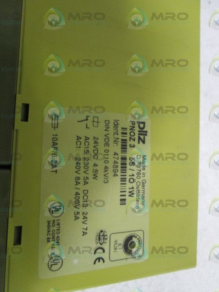 PILZ SAFETY RELAY PNOZ 3 5S/1O 1W NSMP