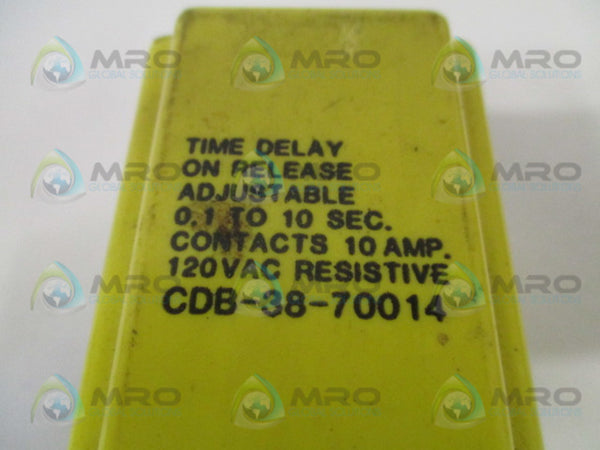 POTTER & BRUMFIELD CDB-38-70014 TIME DELAY RELAY 0.1-10 SEC 120/120VAC  UNMP