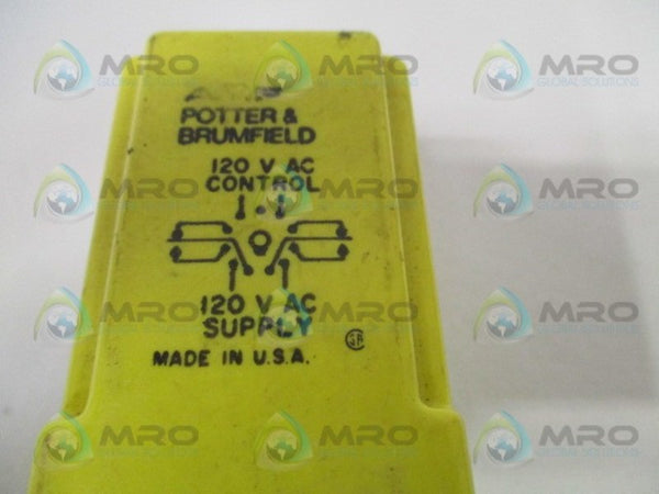 POTTER & BRUMFIELD CDB-38-70014 TIME DELAY RELAY 0.1-10 SEC 120/120VAC  UNMP