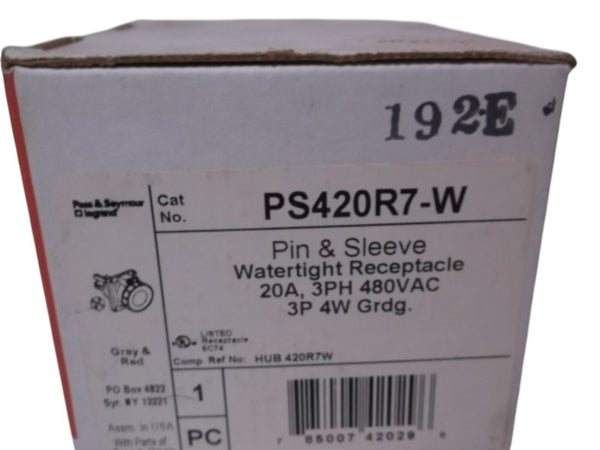 PASS & SEYMOUR PS420R7-W PIN & SLEEVE WATERTIGHT RECEPTACLE NSMP