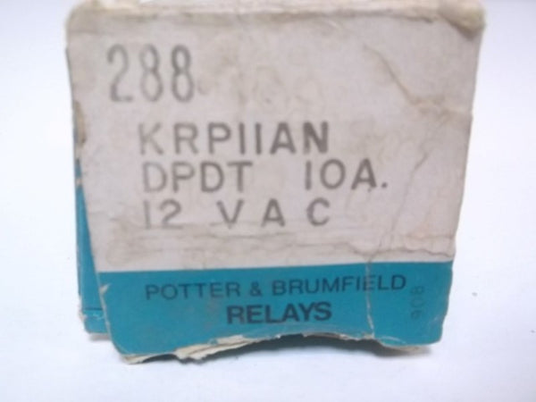POTTER & BRUMFIELD KRPIIAN RELAY DPDT 10A. NSMP