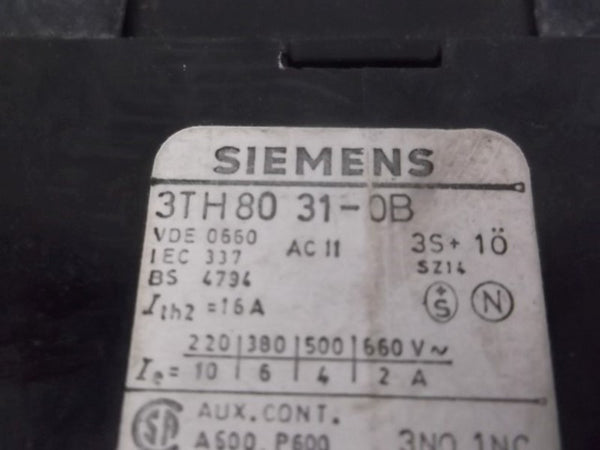 SIEMENS 3TH8031-0B RELAY 16AMP 4POLE 24VDC UNMP