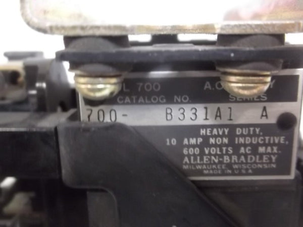 ALLEN BRADLEY 700-B331A1 SER. A HEAVY DUTY RELAY 10AMP UNMP