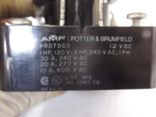 POTTER & BRUMFIELD PRD-7DG0-12 POWER RELAY W/BLOWOUT 12VDC UNMP