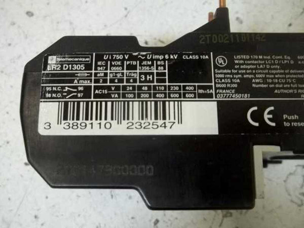 TELEMECANIQUE LR2-D1305 OVERLOAD RELAY 0,63-1 UNMP